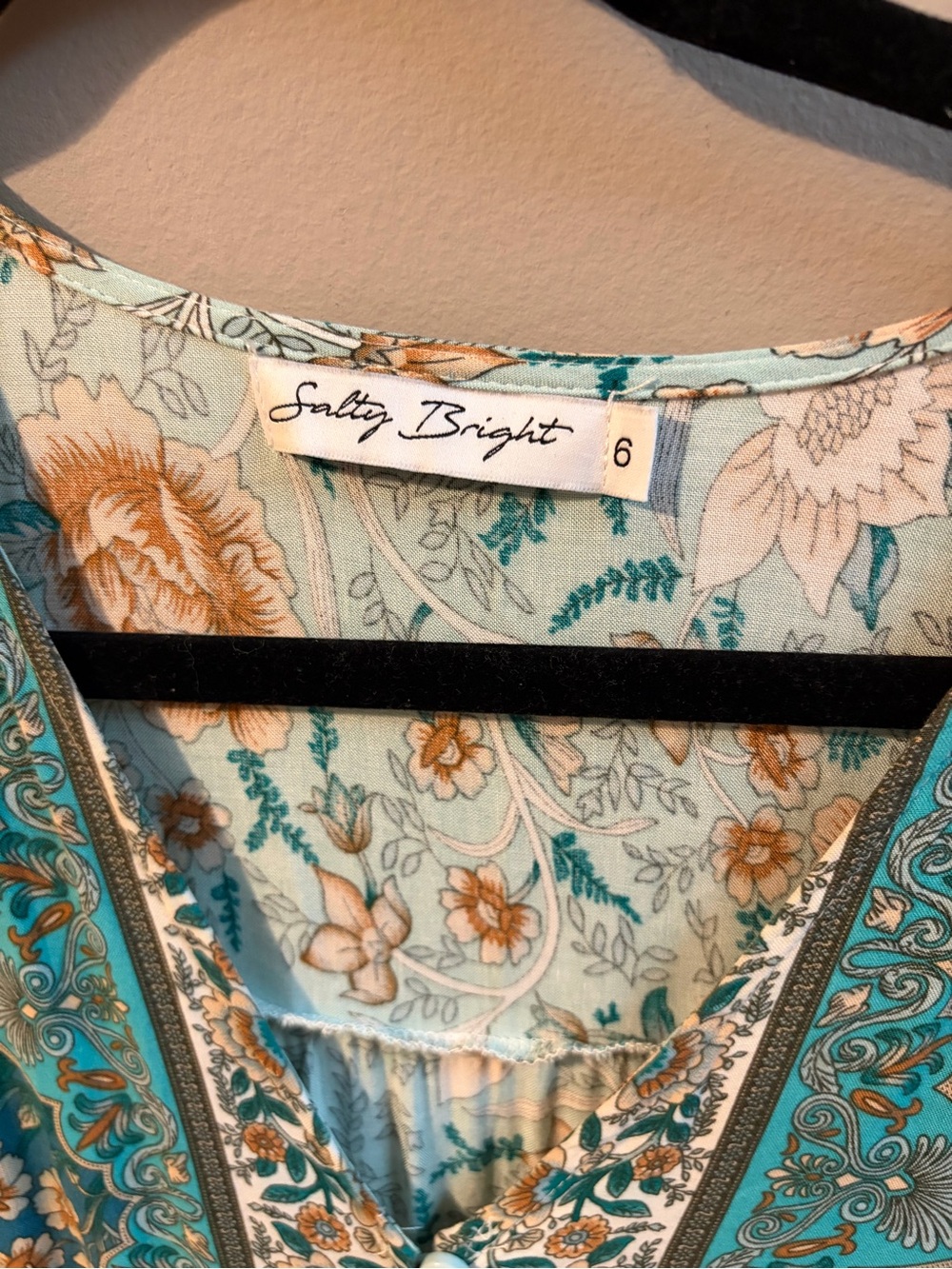 Floral Teal and Tan Women's Dress